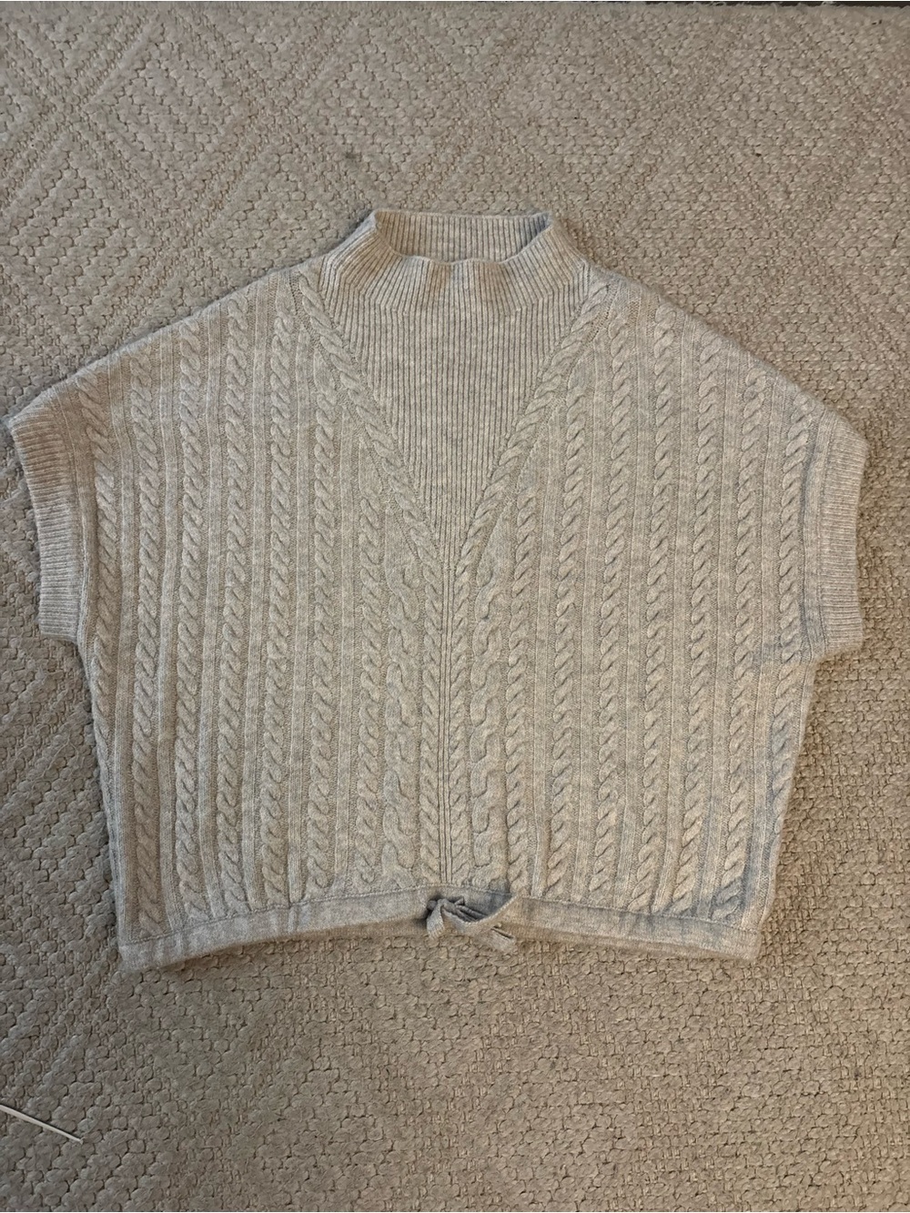 Express Cream Cable-Knit V-Neck Mock Collar Sweater